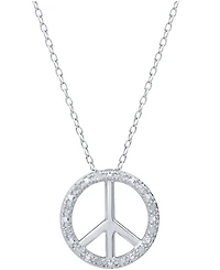 Diamond Peace Sign 18" Pendant Necklace (1/10 ct. t.w.) Sterling Silver or & 14k Gold-Plate