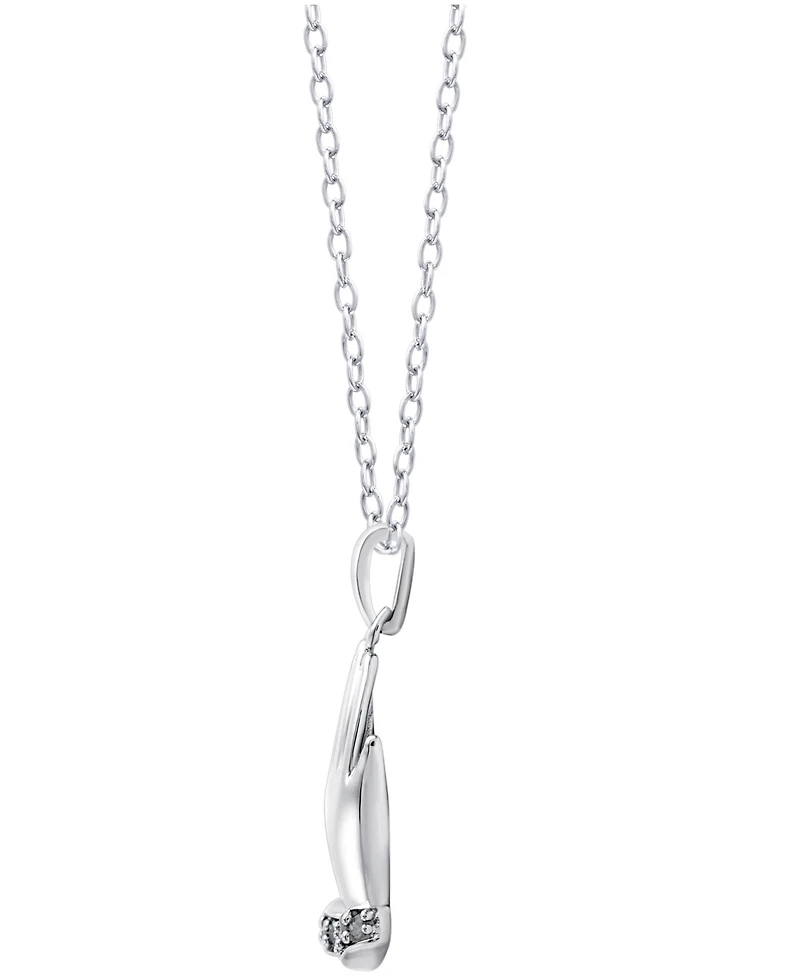 Diamond Praying Hands 18" Pendant Necklace (1/10 ct. t.w.) in Sterling Silver