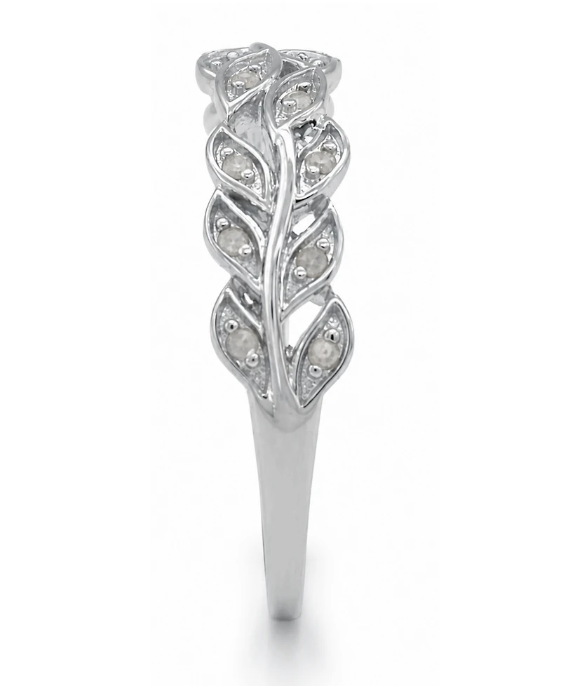 Diamond Leaf Band (1/10 ct. t.w.) Sterling Silver
