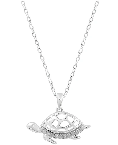 Diamond Turtle 18" Pendant Necklace (1/10 ct. t.w.) in Sterling Silver