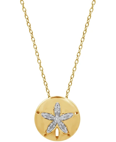 Diamond Sand Dollar 18" Pendant Necklace (1/10 ct. t.w.) in 14k Gold-Plated Sterling Silver