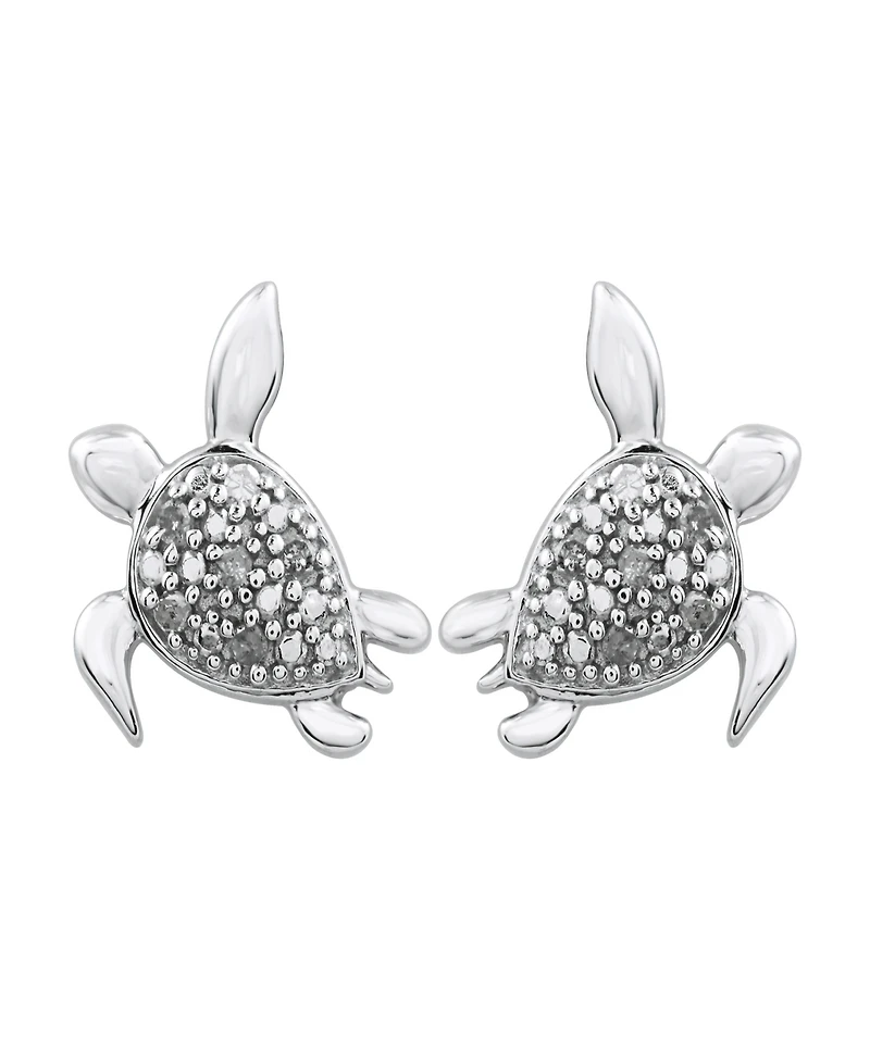 Diamond Turtle Stud Earrings (1/10 ct. t.w.) in Sterling Silver