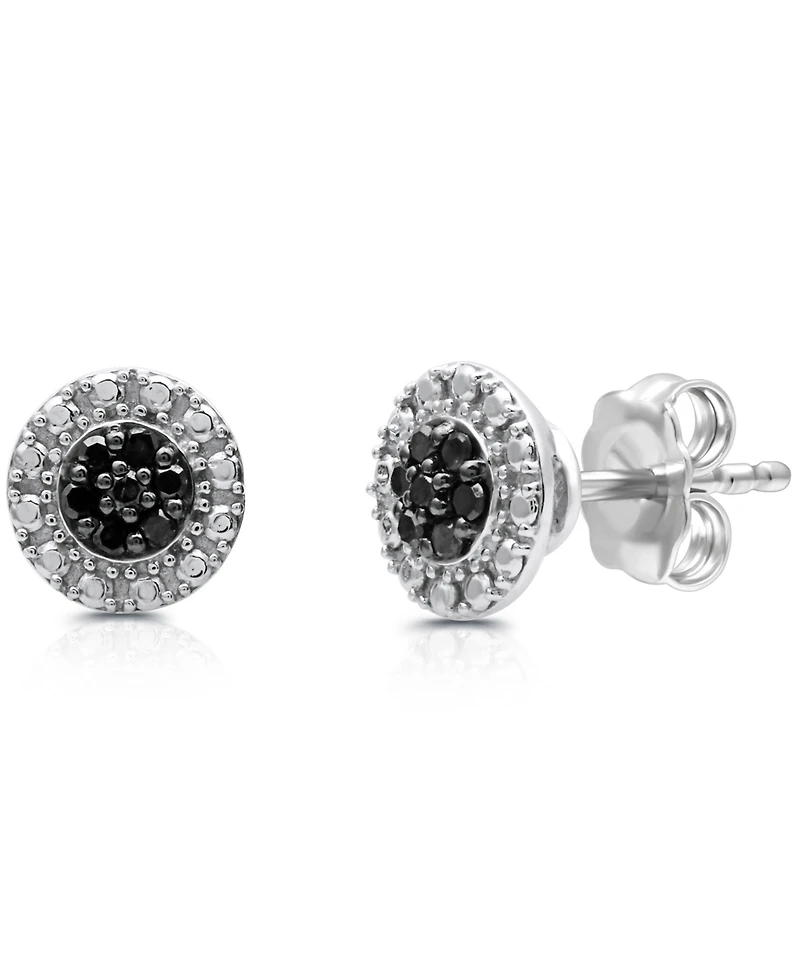 Black Diamond Cluster Stud Earrings (1/6 ct. t.w.) in Sterling Silver