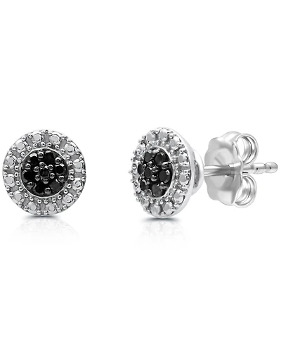 Black Diamond Cluster Stud Earrings (1/6 ct. t.w.) in Sterling Silver