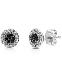 Black Diamond Cluster Stud Earrings (1/6 ct. t.w.) in Sterling Silver