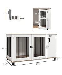 Ruie Large Dog Crate Furniture End Table with Side Cabinet Storage