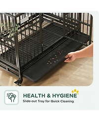 Ruie Heavy Duty Metal Dog Crate Kennel with Wheels and Removable Tray
