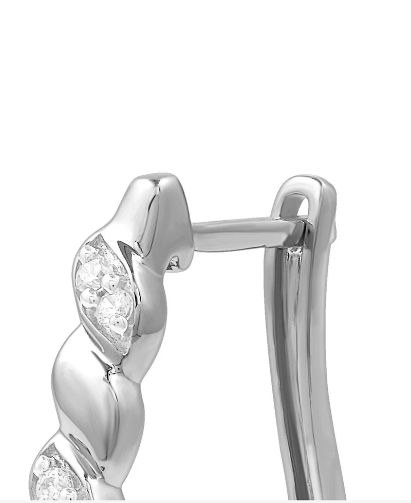 Diamond Swirl Hoop Earrings (1/10 ct. t.w.) in Sterling Silver