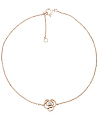 Diamond Accent Flower Anklet In 14K Rose Gold-Plated Sterling Silver , 9" + 1" extender