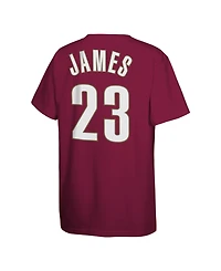 Mitchell & Ness Big Boys and Girls LeBron James Wine Cleveland Cavaliers Hardwood Classics Name Number T-Shirt