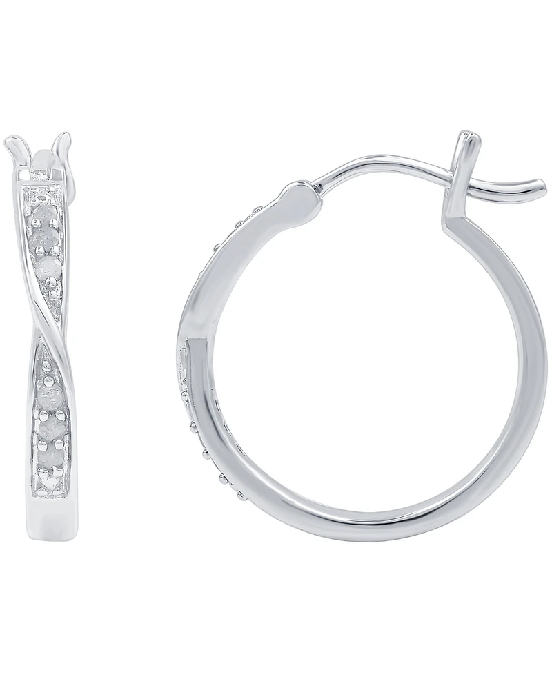 Diamond (1/10 ct. t.w.) Bypass Hoop Earrings in Sterling Silver