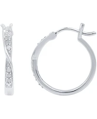 Diamond (1/10 ct. t.w.) Bypass Hoop Earrings in Sterling Silver