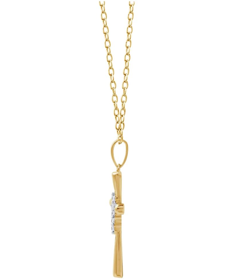 Diamond Cross 18" Pendant Necklace (1/10 ct. t.w.) in 14k Gold-Plated Sterling Silver