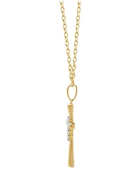 Diamond Cross 18" Pendant Necklace (1/10 ct. t.w.) in 14k Gold-Plated Sterling Silver