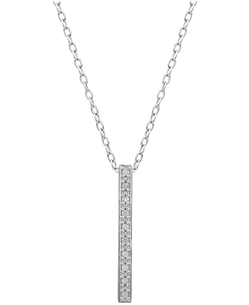 Diamond Bar Pendant Necklace (1/10 ct. t.w.) in Sterling Silver
