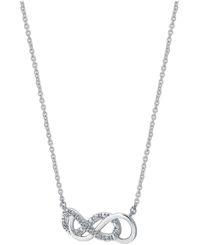 Diamond Double Infinity Pendant Necklace in Sterling Silver (1/10 ct. t.w.)