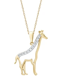 Diamond Giraffe Pendant Necklace in 18k Gold over Sterling Silver (1/10 ct. t.w.)