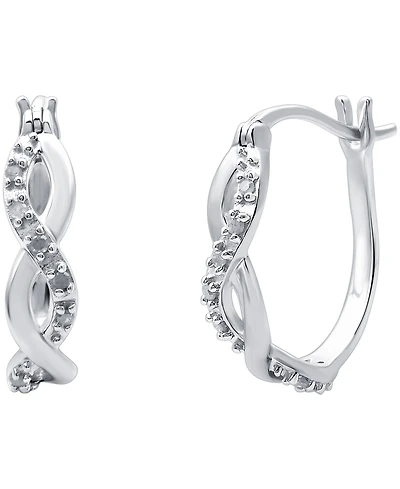 Diamond Infinity Hoop Extra Small Earrings in 18k Gold and Sterling Silver (1/10 ct. t.w.)