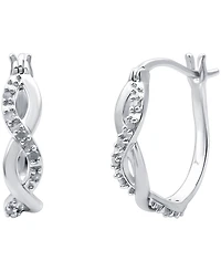 Diamond Infinity Hoop Extra Small Earrings in 18k Gold and Sterling Silver (1/10 ct. t.w.)