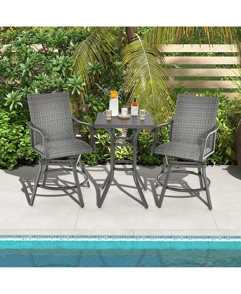 Costway 24'' Patio Bar Height Table with Aluminum Tabletop&Adjustable Footpads Balcony