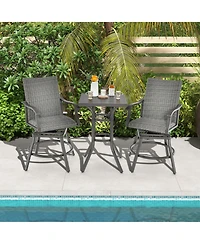 Costway 24'' Patio Bar Height Table with Aluminum Tabletop&Adjustable Footpads Balcony
