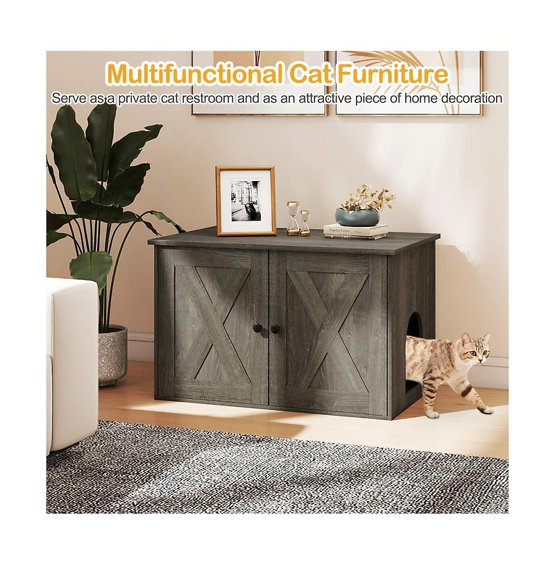 Ruie Hidden Cat Litter Box Enclosure End Table with Removable Divider