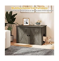 Ruie Hidden Cat Litter Box Enclosure End Table with Removable Divider
