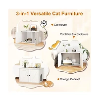 Ruie Hidden Cat Litter Box Cabinet End Table with Removable Divider Panel