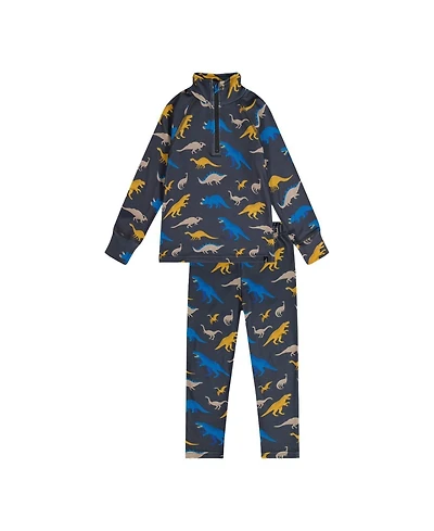 Deux par Deux Toddler Boy Two Piece Thermal Underwear Dinosaur Print
