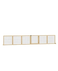 Ruie 6-Panel Folding Wooden Pet Gate Freestanding Dog Safety Barrier