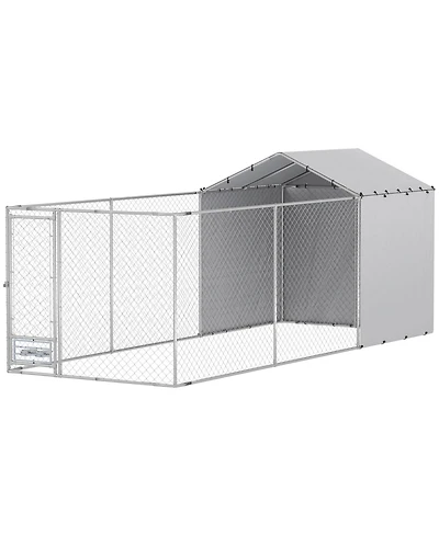 Ruie Galvanized Chain Link Outdoor Dog Kennel with Waterproof Cover