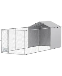 Ruie Galvanized Chain Link Outdoor Dog Kennel with Waterproof Cover