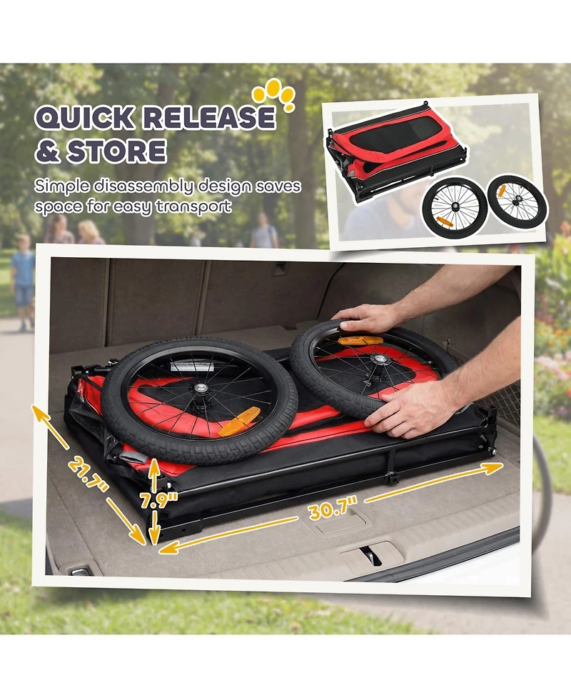 Ruie Dog Bike Trailer for Small and Medium Dogs with Flip-Down Ramp Tailgate