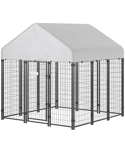 Ruie Outdoor Dog Kennel Welded Wire Dog Playpen with Roof Cover