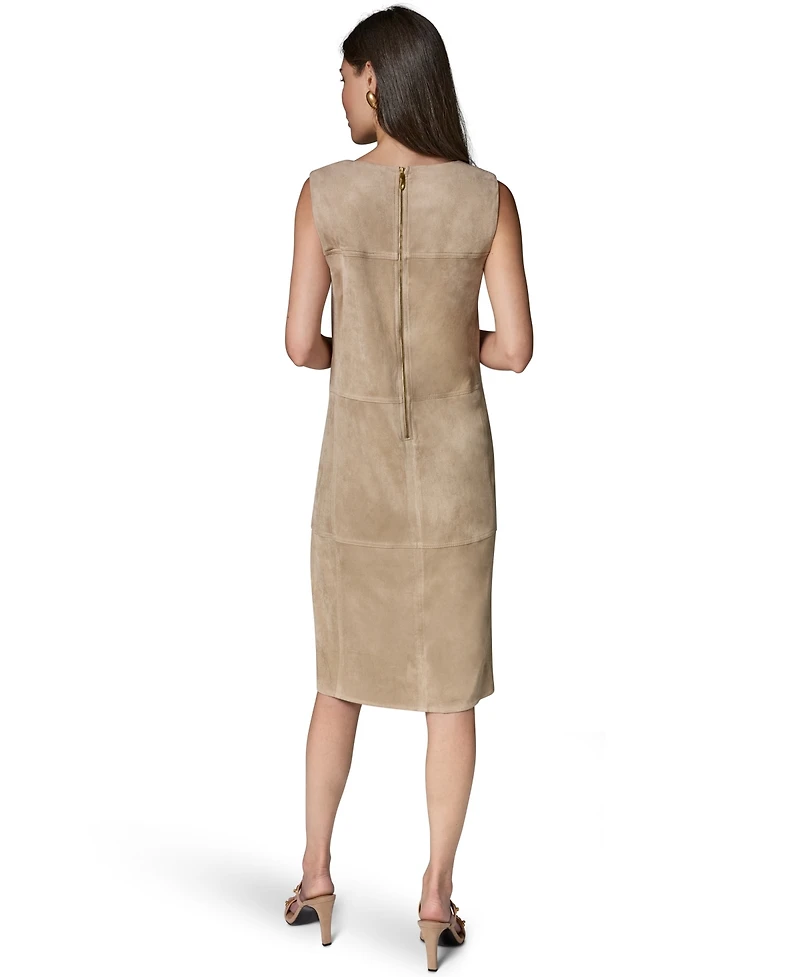 Sleeveless Suede Sheath Dress
