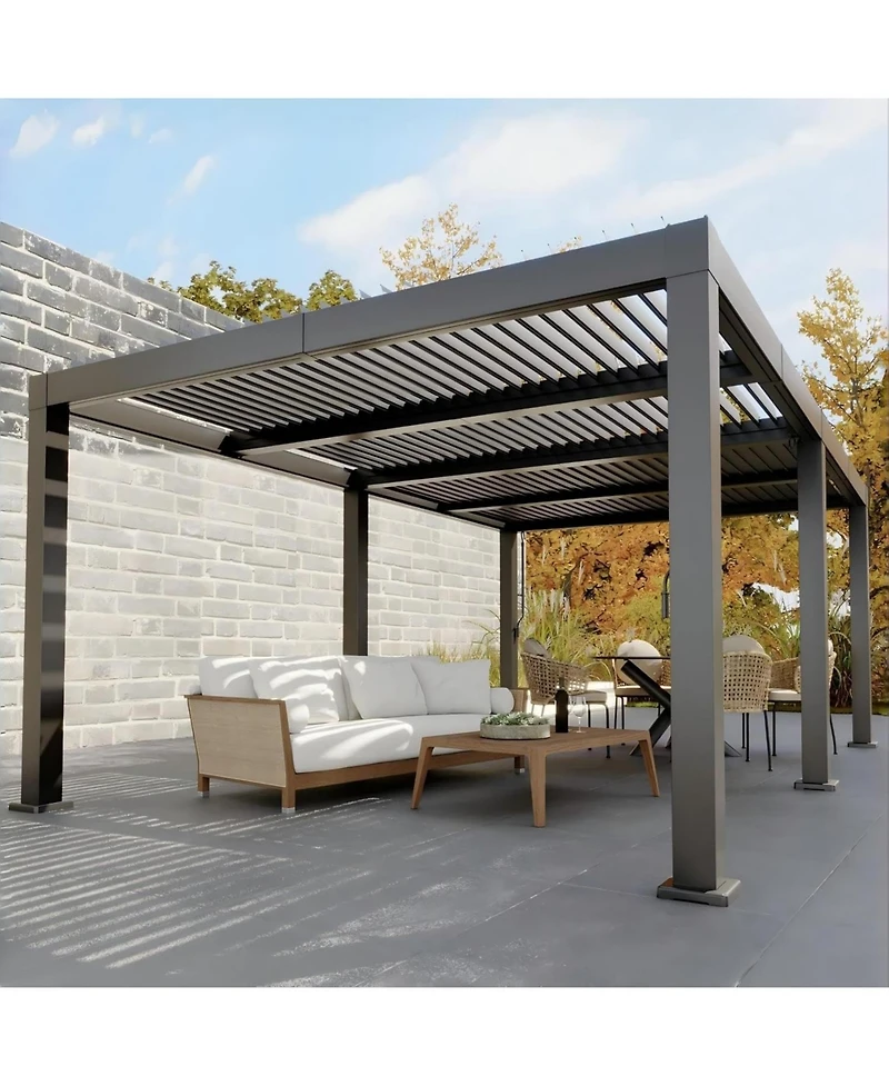 gaomon Louvered Pergola - 12 x 20 All-Aluminum Outdoor Pergolas with Adjustable Louvered Roof, Integrated Drainage System, Outdoor Gazebo