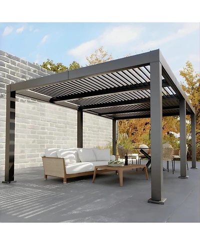 gaomon Louvered Pergola - 12 x 20 All-Aluminum Outdoor Pergolas with Adjustable Louvered Roof, Integrated Drainage System, Outdoor Gazebo