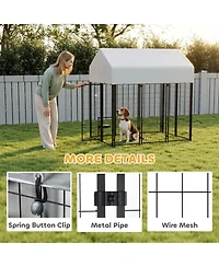 Ruie Outdoor Dog Kennel Welded Wire Dog Playpen with Roof Cover