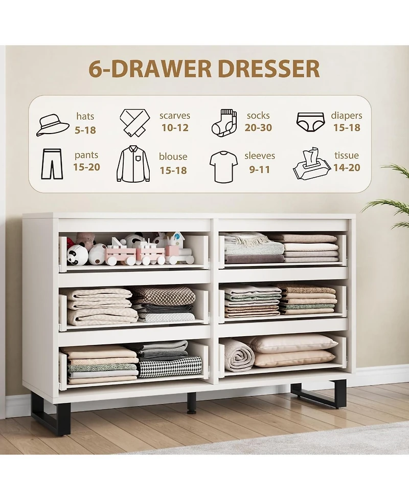 47.2" Wide 7-Drawer Dresser, Freestanding Storage Chest for Bedroom, Living Room & Entryway, White