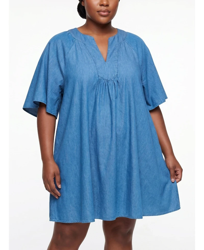 Torrid Plus Belle Isle Chambray Mini Dress