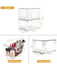 Xdovet Stackable Plastic Organizer Drawers Bathroom Kitchen Pantry Makeup Storage