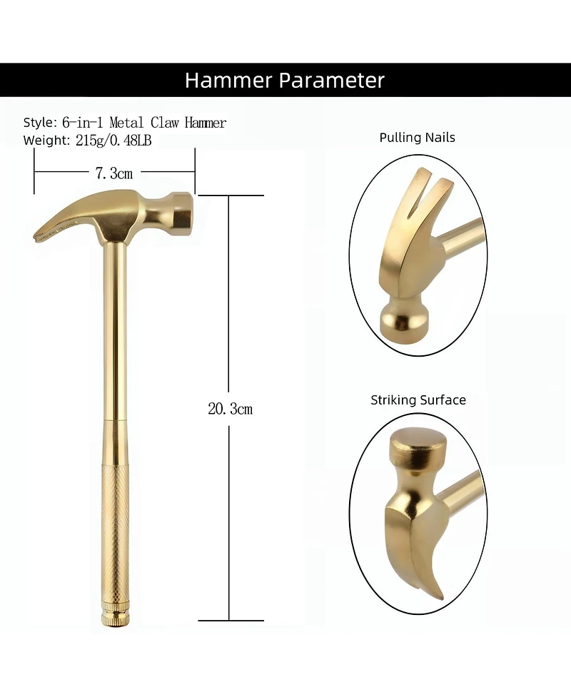 Xdovet Mini Metal Hammer 6 1 Multifunction Tool