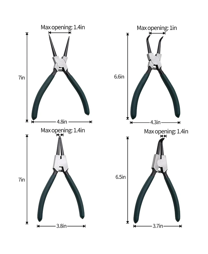 Xdovet Snap Ring Pliers Set Internal External Circlip Kit Straight Bent Jaw