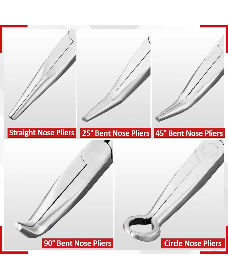 Xdovet Bent Nose Pliers 11 Inches Extra Long Set Straight Circle Precision Work