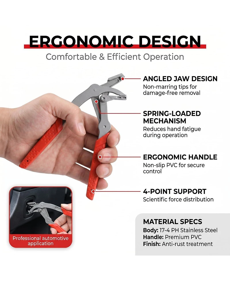 Xdovet Spring-loaded Clip Pliers Car Fastener Removal Tool