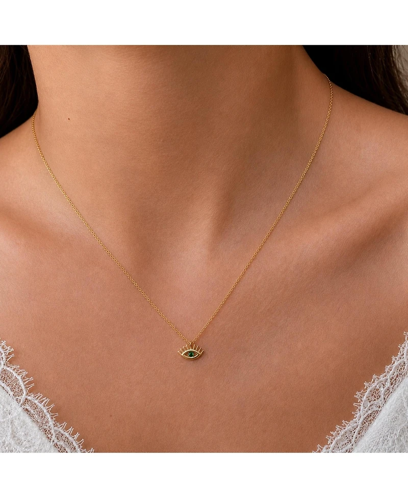 Spero London Emerald Eye Evil Sterling Silver Necklace