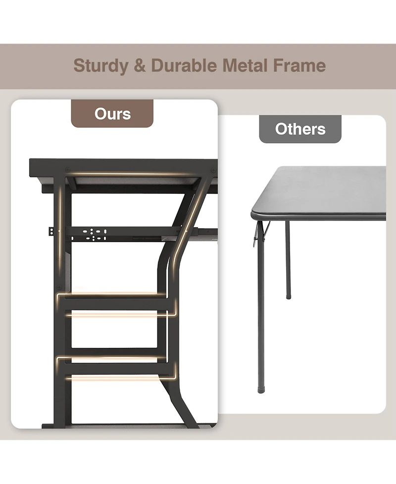 Costway 29.5'' Mobile Computer Desk Rolling Laptop Cart with Pull-out Keyboard Tray & Shelf