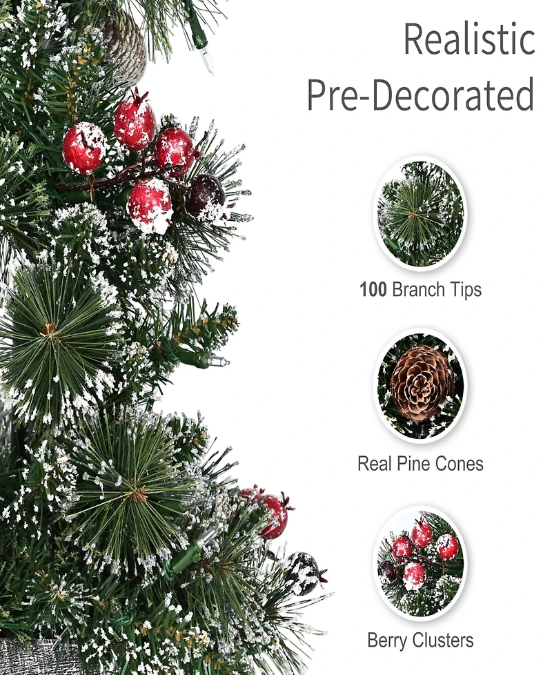 Puleo International Set of 2 Pre-Lit 4-Foot Frosted Spiral Artificial Christmas Trees