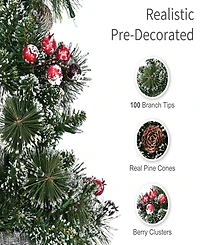 Puleo International Set of 2 Pre-Lit 4-Foot Frosted Spiral Artificial Christmas Trees
