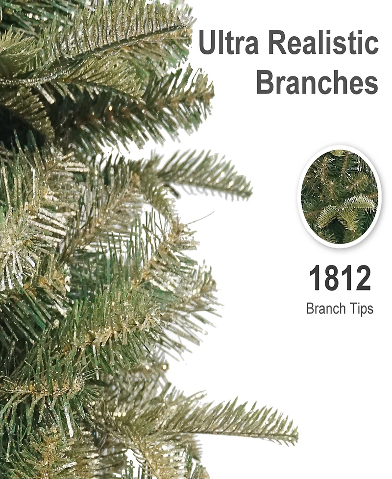 Puleo International 9" Pre-Lit Artificial Yardley Spruce Pencil Tree
